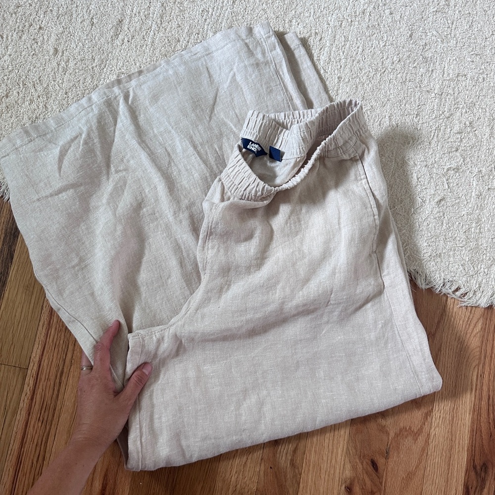 Linen Wide-Leg Pants in Cream